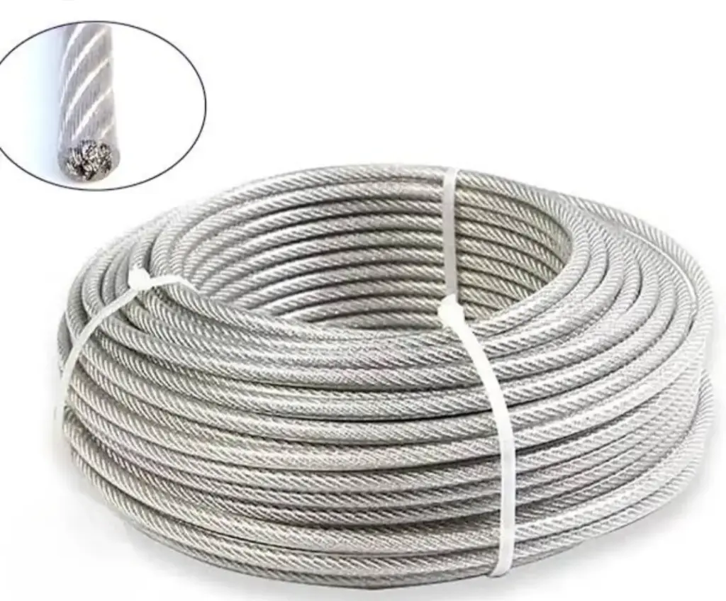 STEEL WIRE ROPE PVC COATED CLEAR 4.0 - 6MM (6x19) PRICE PER METER