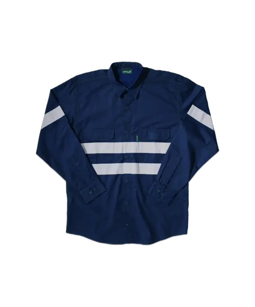 HI VIZ 100% COTTON LONG SLEEVE VENTED WORKSHIRT BLNB