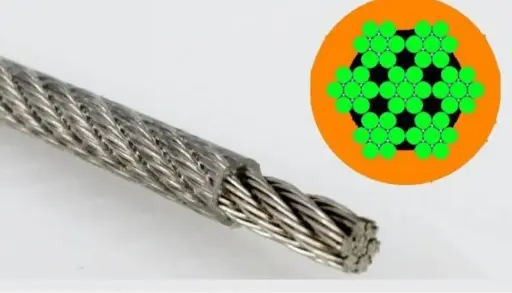 STEEL WIRE ROPE PVC COATED CLEAR 3.0 - 5MM ( 6x7 )PPC PRICE PER METER
