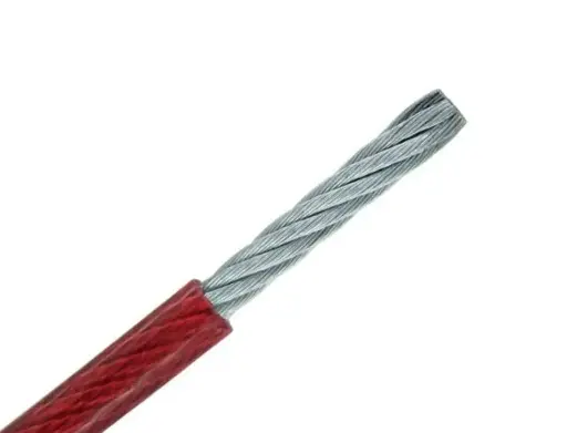 STEEL WIRE ROPE PVC COATED RED 3.0-5MM ( 6x7) PRICE PER METER