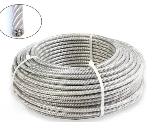 STEEL WIRE ROPE PVC COATED CLEAR 4.0 - 6MM (6x19) PRICE PER METER