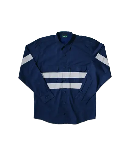 HI VIZ 100% COTTON LONG SLEEVE VENTED WORKSHIRT BLNB
