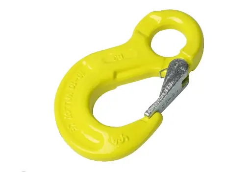 EYE SLING HOOK WITH SAFETY LATCH GRADE 80 PAINTED YELLOW 5.4T