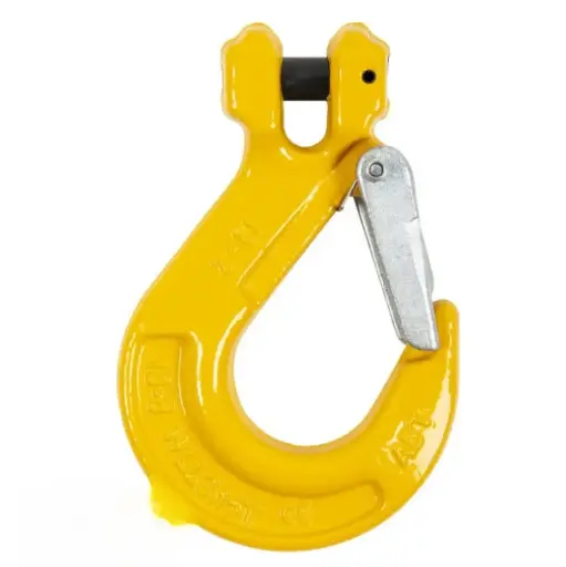 CLEVIS SLING HOOK WITH LATCH PAINTED YELLOW GRADE 80 8.2T
